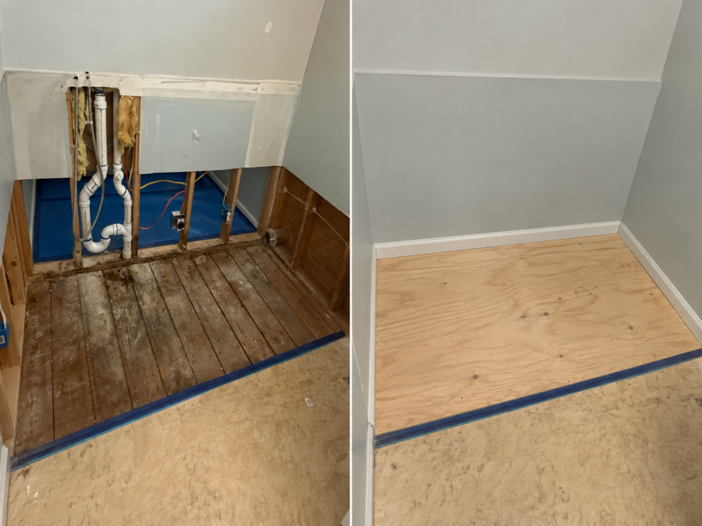 Before After Bathroom Dry Rot Repair Pleasant Hill, OR