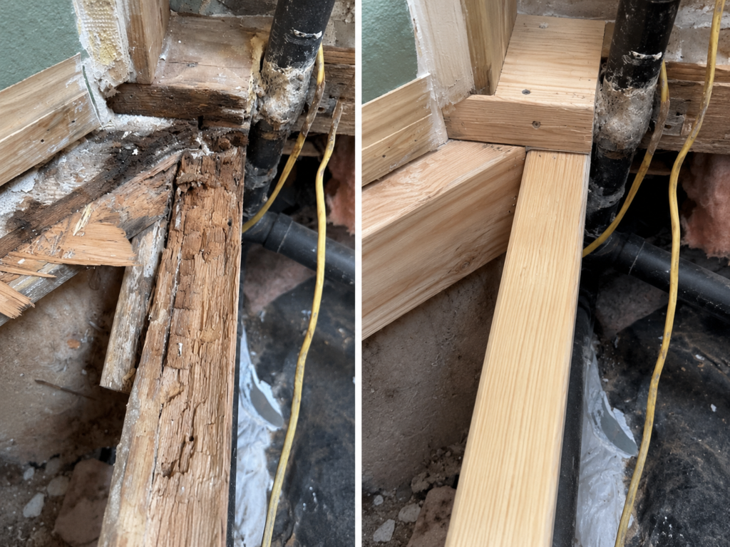 Before After Floor Joist Repair Springfield, OR