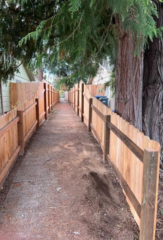 Cedar wood fence installation in Creswell, OR.