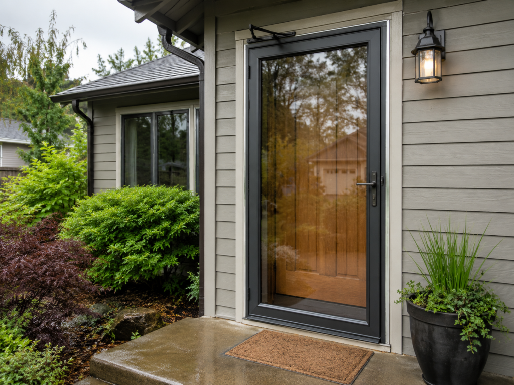 New storm door installation in Pleasant Hill, Oregon. 